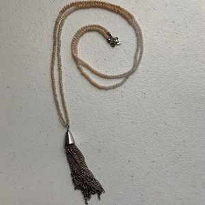 LOFT Tassel Pendant Beaded Necklace